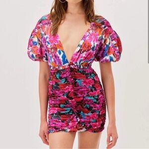 For Love & Lemons Cassandra Florals Mini Dress